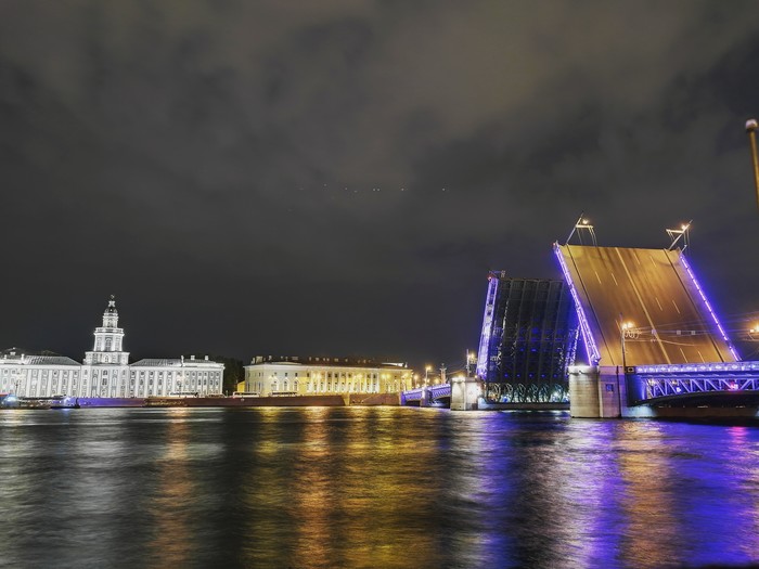 Petersburg, drawing of the palace bridge - My, Saint Petersburg, beauty, Bridge, Night