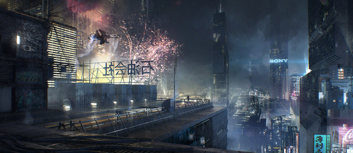 Cyberpunk City - My, 3D, Concept Art, Environment, Cyberpunk, 3d-Coat, Town, Night, Longpost