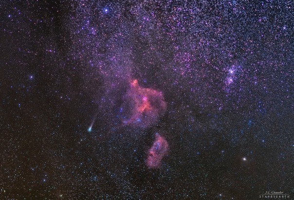 Comet Giacobini-Zinner against the background of stellar nebulae - NASA, Perseus, Cassiopeia, Astronomy