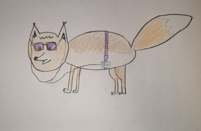 Taught my daughter how to draw a fox - Fox, Painting, Art, My, Example, 