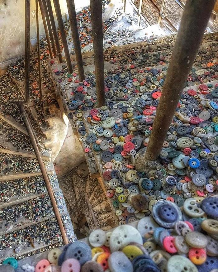 Stairs in an abandoned sewing accessories factory - Reddit, Furniture, Buttons, Stairs, The photo