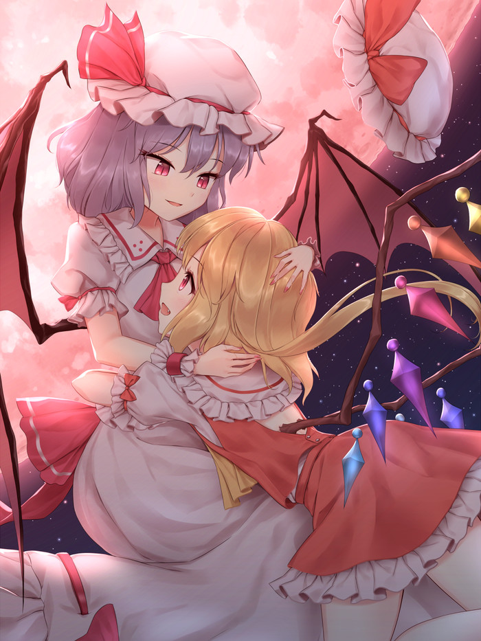 Remilia  & Flandre - Touhou, Remilia scarlet, Flandre scarlet, Anime art, Anime, Not anime, Minust