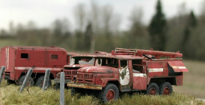 Diorama The Last Parade - Zil, Fire engine, Diorama, Longpost, Stand modeling
