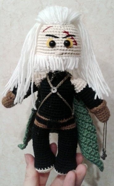 Witcher Geralt in my performance) - My, Witcher, Character Creation, Amigurumi, Handmade, Fantasy, Donetsk, Author's toy