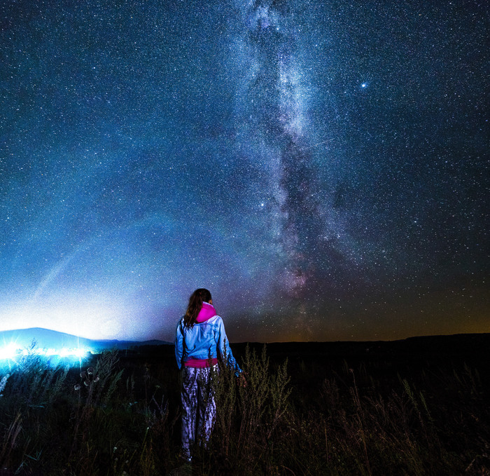 When you want to hang out for eternity, but the cold quickly steals home - My, The photo, Space, Person, Milky Way