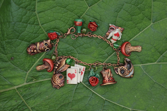 Bracelet in steampunk style Alice in Wonderland. - My, Alice in Wonderland, Steampunk, Polymer clay, Longpost, Needlework without process, Needlework