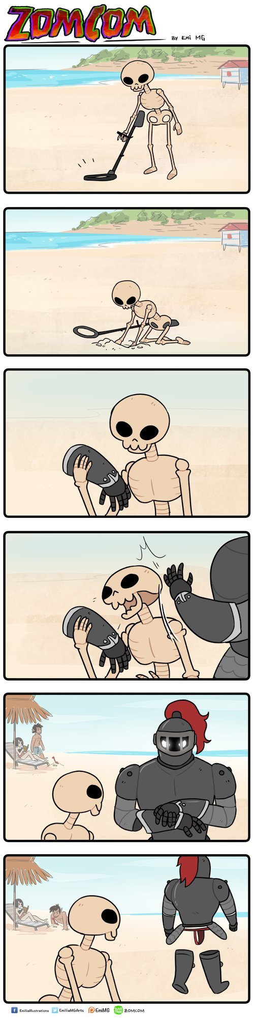 GIVE IT! - Comics, Skeleton, Armor, Beach, Zomcom, Longpost