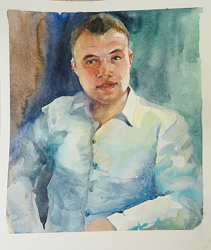 Portrait. 40/50 - My, Portrait by photo, Portrait, Watercolor, Painting, Art, Drawing, Presents