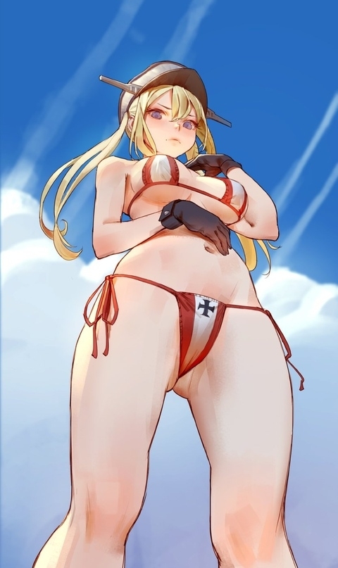 Graf Zeppelin - NSFW, Kantai collection, Graf Zeppelin, Etty, Swimsuit, Summer, Anime art, Anime