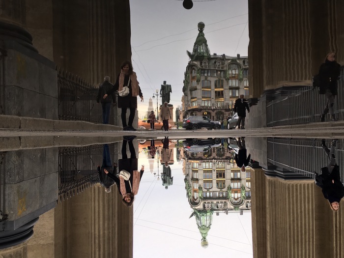Reflection - My, Saint Petersburg, Singer House, Puddle, Reflection, Architecture