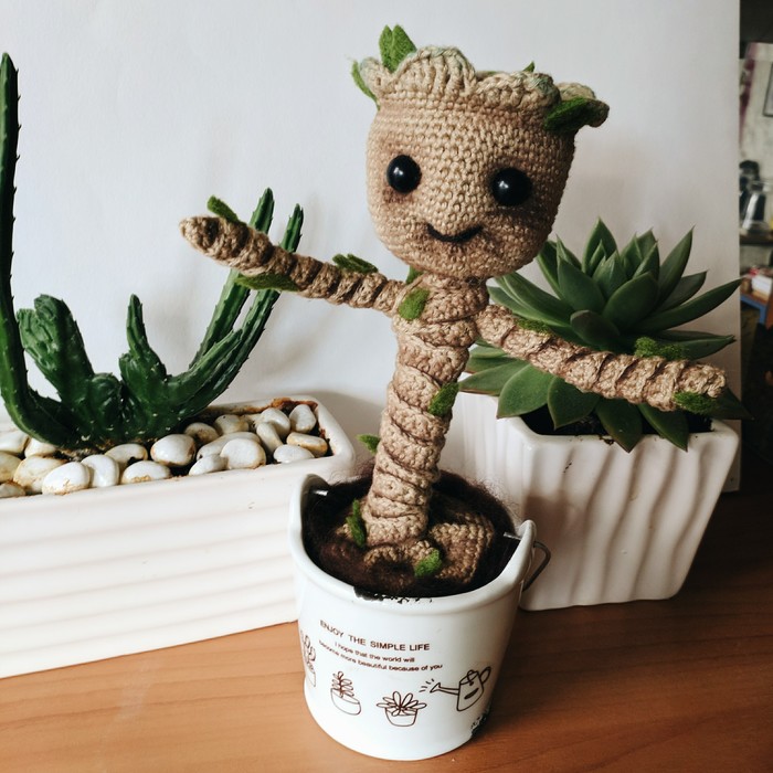 I am Groot! - My, Groot, Crochet, Needlework without process, Handmade, Needlework, Author's toy, Marvel, Amigurumi