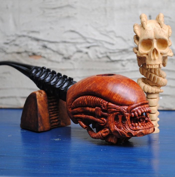 Xenotube - Smoking pipe, Wood carving, Xenomorph, The photo, Longpost, 