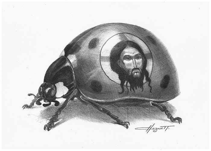 Beetle BK. - My, Drawing, Pencil drawing, ladybug, Graphics
