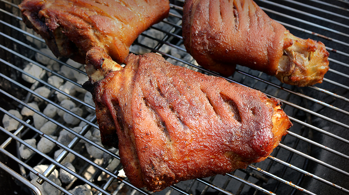 Shank on a charcoal grill - My, Food, Recipe, Shank, , Grilled shank, Video, Longpost