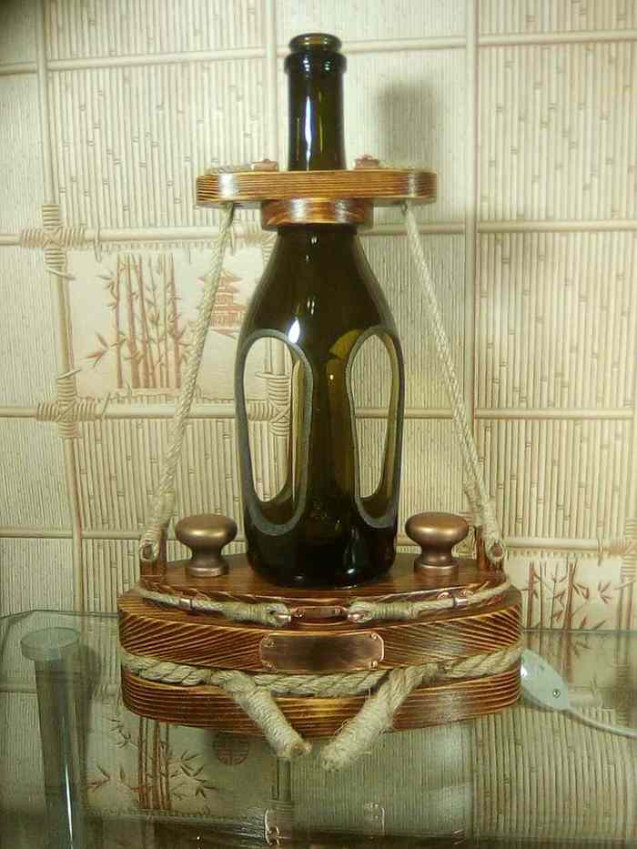 Lamp from a bottle (continuation 4) - My, Lamp, , Bottle, With your own hands, Presents, Woodworking, Unusual, Longpost