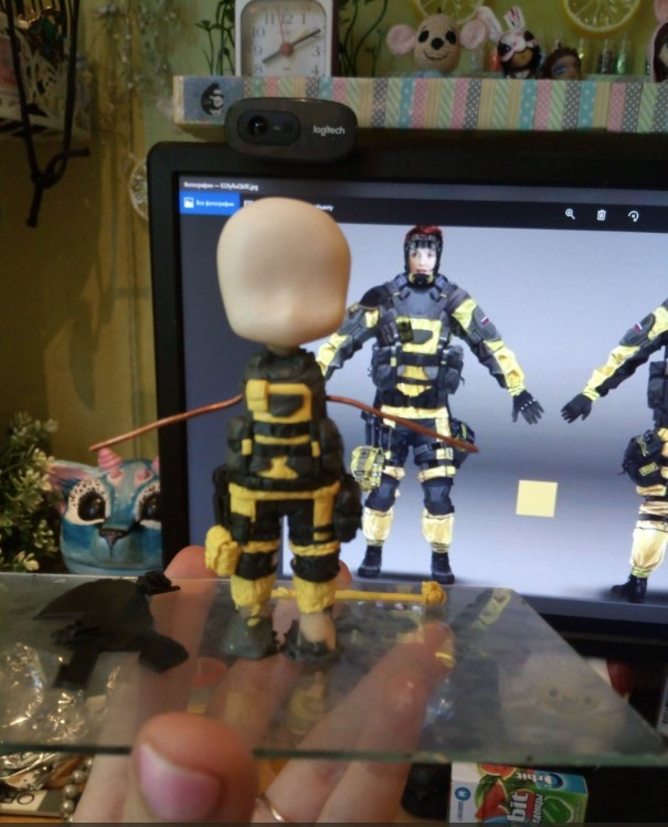 Finka Tom Clancy's Rainbow Six. chibi figurine (handmade) - My, Handmade, Longpost, Tom clancy's rainbow six siege, , Needlework, Figurine, Chibi, Figurines