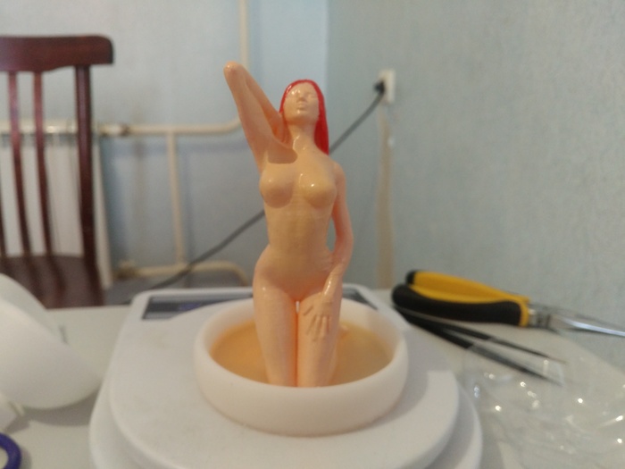 Pen holder made of naked girl - NSFW, My, 3D modeling, 3D printer, Miniature, Stand, Video, Nudity
