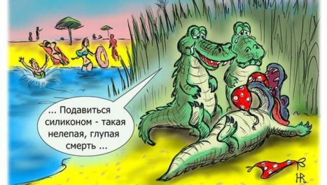 Girls, have pity on the crocodiles) - Humor, Crocodile, Silicone, From the network, Crocodiles
