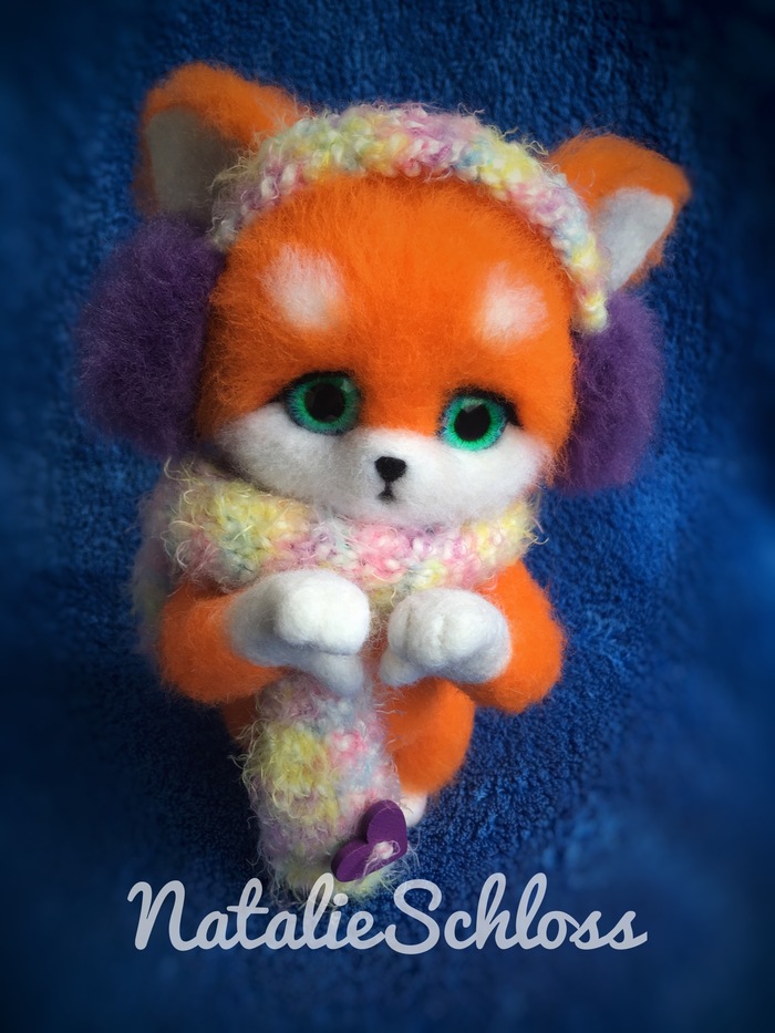 Winter fox Lipisinka) - Longpost, Love, Winter, My, Fox, Needlework without process, Dry felting, Orange
