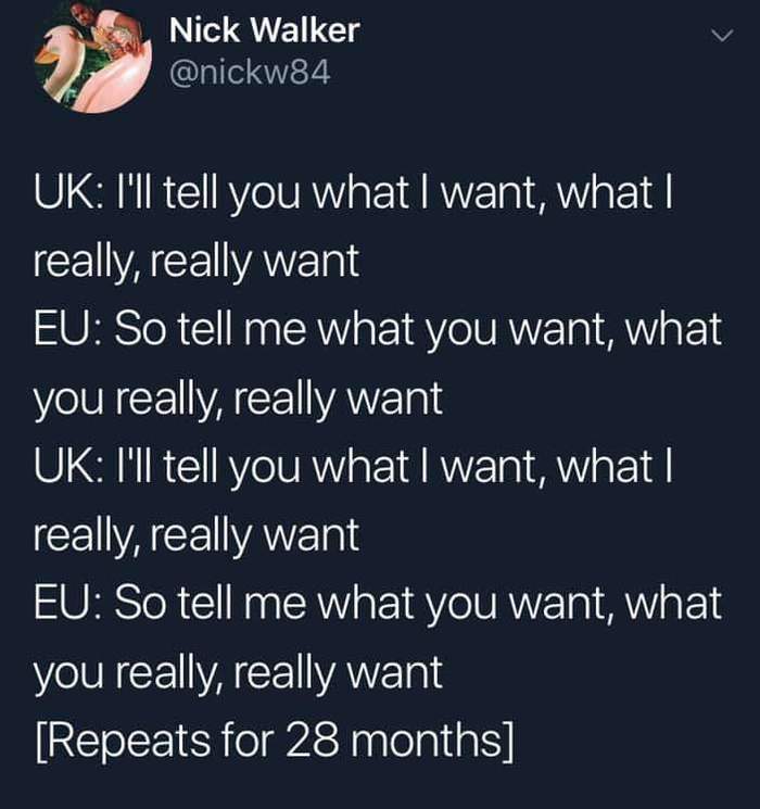 Briefly about Brexit negotiations - Reddit, Twitter, Brexit, Politics, Spice Girls, Wannabe
