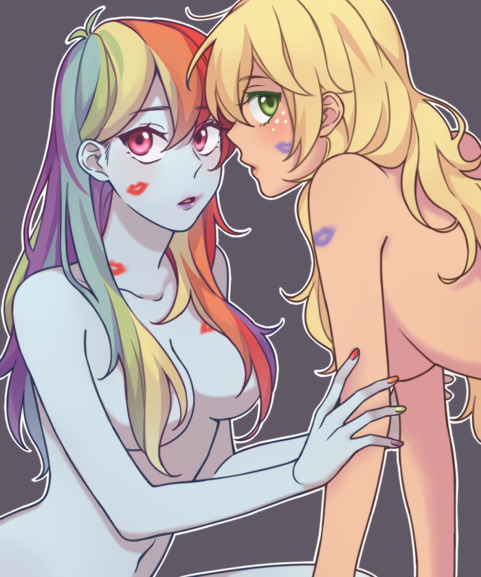 Дэши и ЭйДжей - NSFW, My Little Pony, Rainbow Dash, Applejack, Шиппинг, MLP Lesbian, PonyArt, Equestria Girls, MLP Suggestive