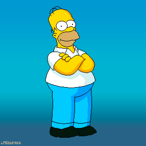 Homer Simpson(Pixel Art) - My, The Simpsons, Pixel Art, Artstation, Pixel, Homer Simpson