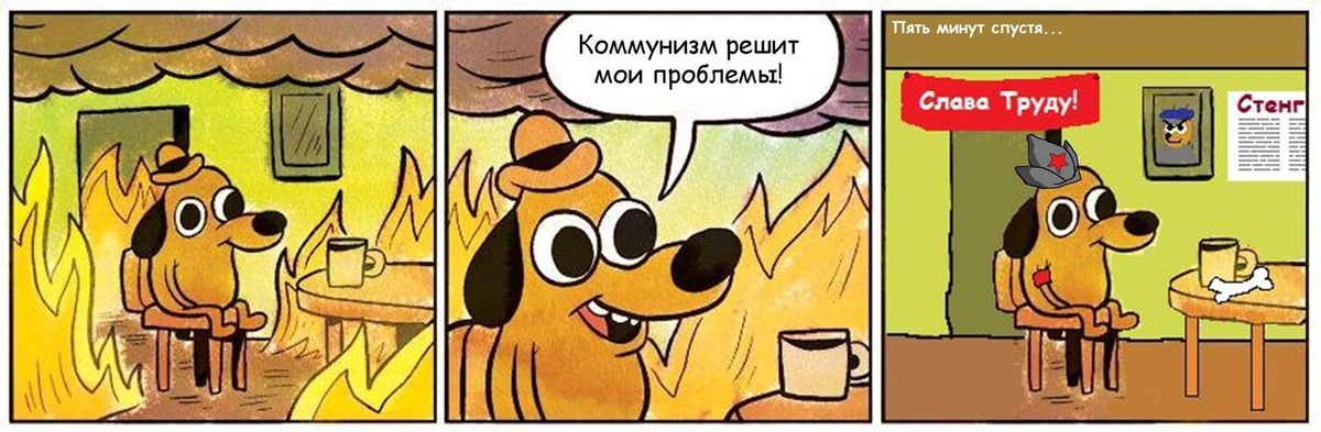 Хотя бы 1 не перегорит. Пес в горящей комнате. Собака в огне. Мем в горящем доме. Сидит в горящем доме.