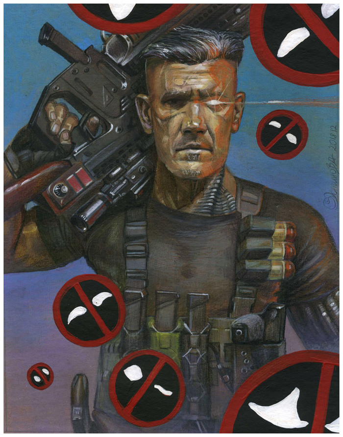 Cable, drawing - My, Cable, , Acrylic, Colour pencils, Drawing, Photorealism, Movies, Deadpool 2
