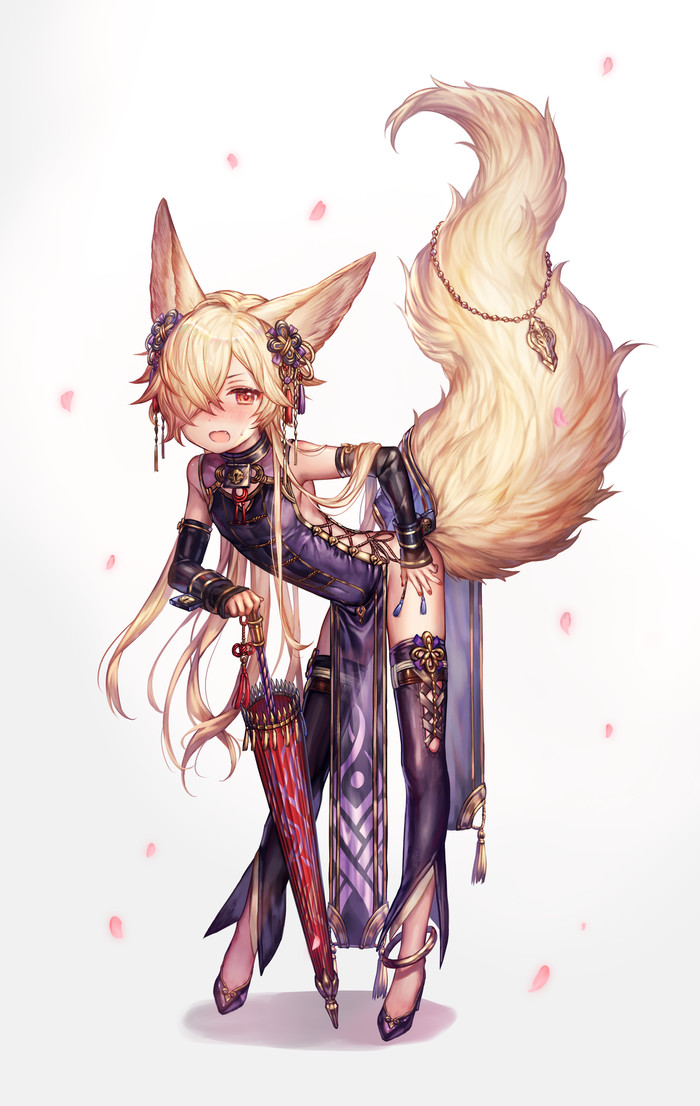 Chanterelle - Anime art, Eared, Granblue fantasy, , Fox, Longpost, Its a trap!, 