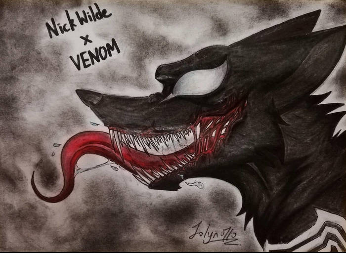 Venom - , Venom, Nick wilde, Zootopia, Art, Crossover