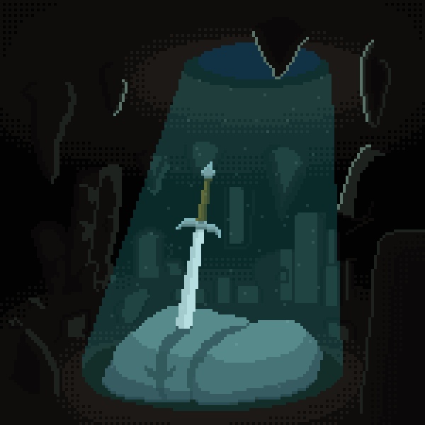 The lost sword/Затерянный меч - Pixel Art, Моё, Гифка, Пещеры, Меч, Арт