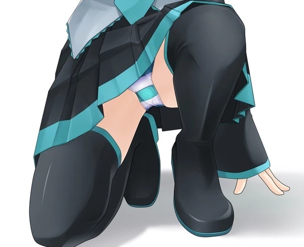 Miku - NSFW, Vocaloid, Hatsune Miku, 2D, Anime art, , Pantsu, Longpost, Underpants