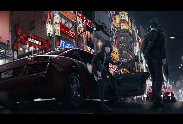 Night city - Anime art, Anime, Audi r8