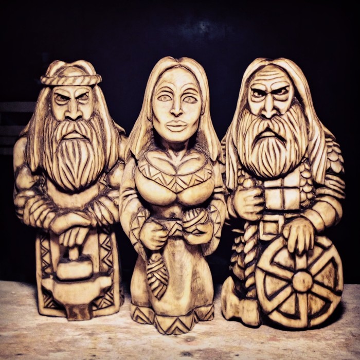 SVAROG MAKOSH PERUN, linden material, height 16cm. - My, Wood carving, Slavic mythology, Svarog, Makos, Perun