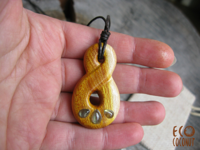 Pendant Infinity made of wood with natural stones - My, Needlework without process, , Maclure, Pendant, Wood ornaments, , Longpost