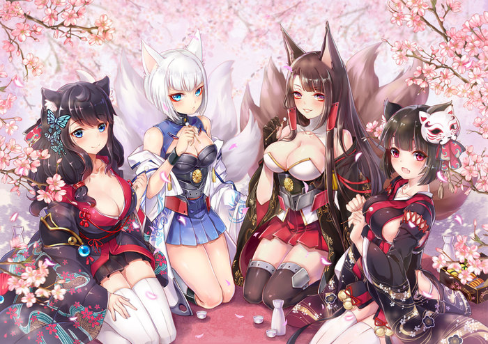 Sakura - Anime art, Anime, Azur lane, Kaga, Akagi, Yamashiro, Sakura