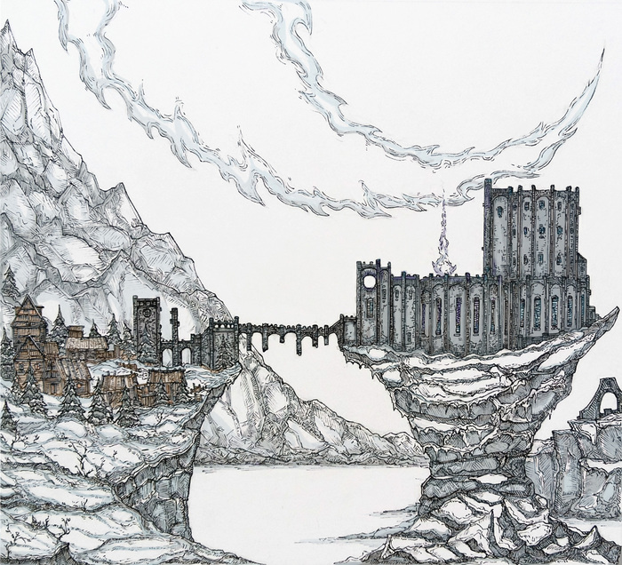 Winterhold - My, Drawing, Art, Skyrim, The elder scrolls, Games, Town, Winterhold