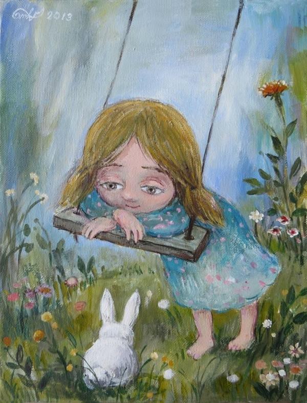 When childhood doesn't go away - Painting, Painting, Children, Animals, Longpost