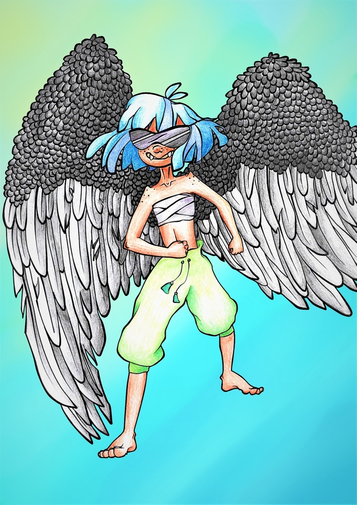Mm - My, Wings, Angel, Art, Traditional art, Drawing, Characters (edit)