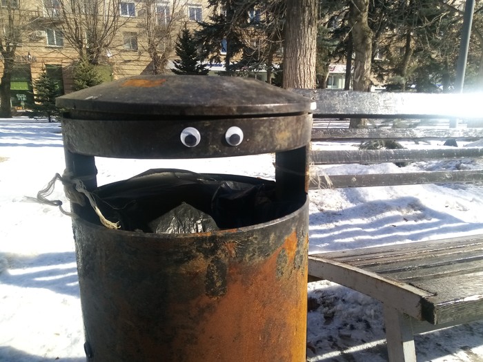 Meet my friend Valery. For 4 years, his life was pretty battered. - My, , Trash can