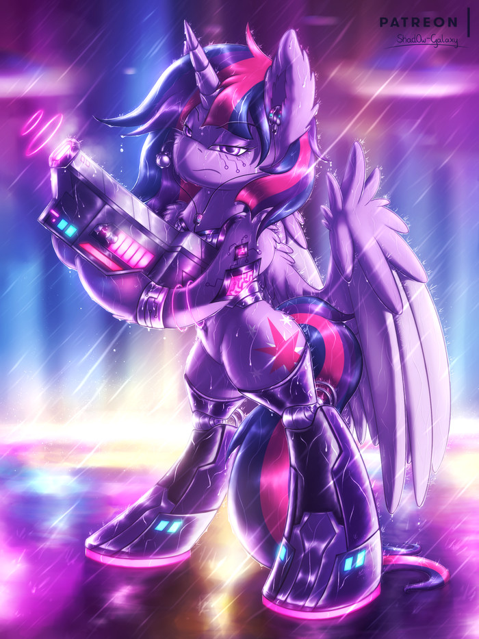 Cyber Twi - My Little Pony, PonyArt, Twilight sparkle, Shad0w-Galaxy, Киберпанк