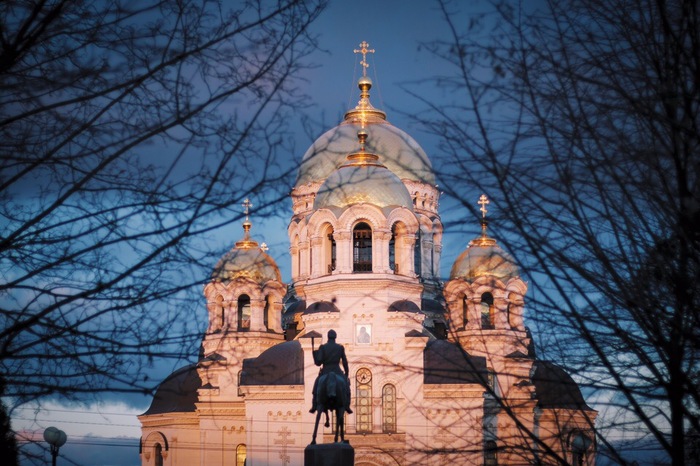 Закат в Новочеркасске - Моё, Закат, РПЦ, Церковь, Храм, Фотография