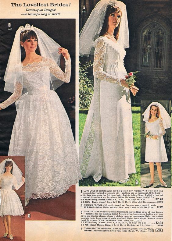 Styles of wedding dresses, 1960s - Wedding Dress, Vintage, Longpost