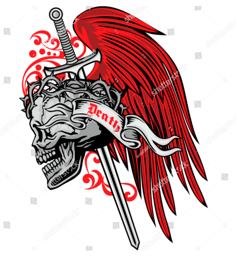 Skull with wings and sword - My, Scull, Wings, Sword, T-shirt, Design