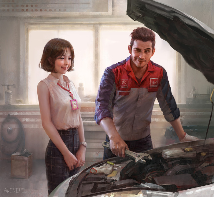 Car service - Art, Drawing, Car service, Alon Chou