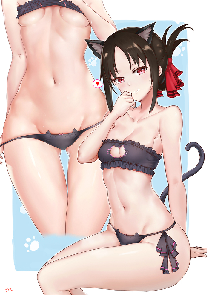 Shinomiya Kaguya. - NSFW, Anime, Anime art, Kaguya-Sama wa Kokurasetai, Shinomiya kaguya, Cat keyhole bra