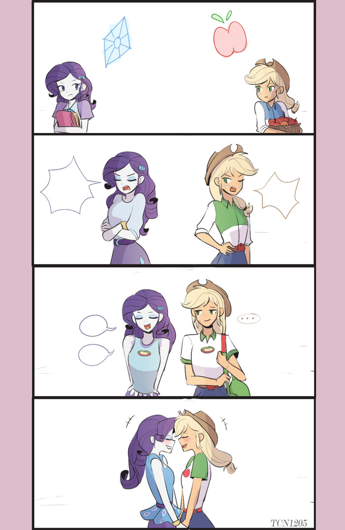 Время идёт - My Little Pony, Equestria Girls, Rarity, Applejack, MLP Lesbian, Шиппинг, Looknamtcn