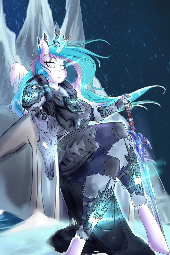 On the Ice Throne - NSFW, My little pony, PonyArt, Princess celestia, Anthro, MLP crossover, Warcraft, Longpost