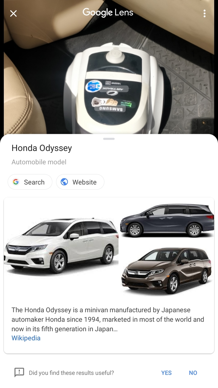 When your vacuum cleaner looks like a car - My, A vacuum cleaner, Google, Honda, Google Lens