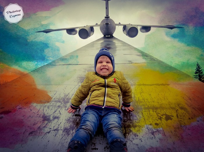 Children's dreams are always going up - My, Childhood, Airplane, Mobile photography, Photoshop, Dream, happy childhood